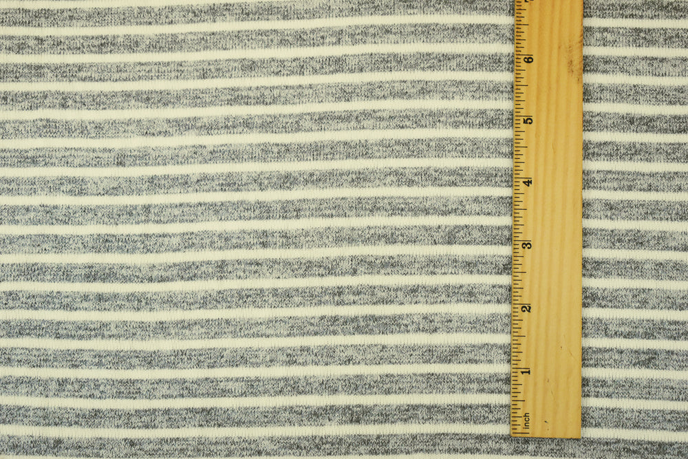 1 1/2 YD PC-Heather Gray-Ivory Cotton Polyester Brushed Back Jersey Knit Fabric