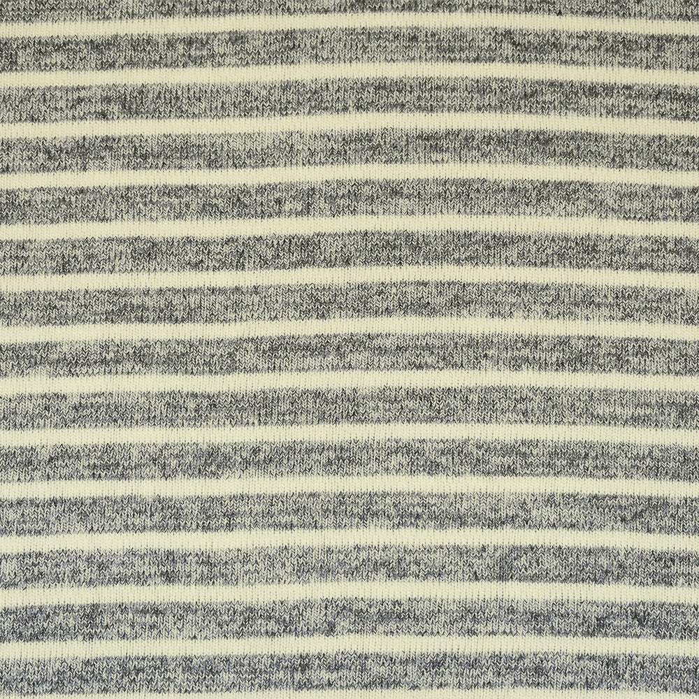 1 1/2 YD PC-Heather Gray-Ivory Cotton Polyester Brushed Back Jersey Knit Fabric