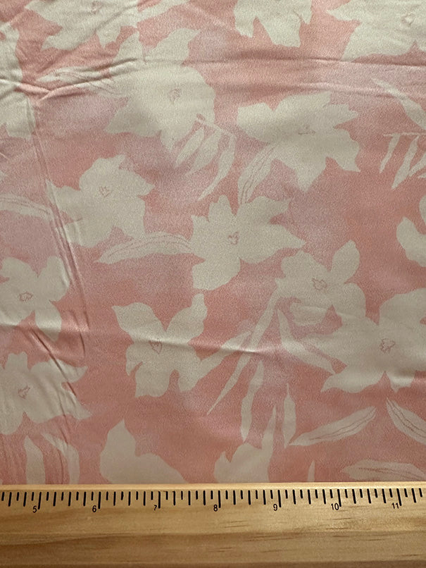 1 1/2 YD PC-Pink and Ivory Floral Print ITY Jersey Knit Fabric