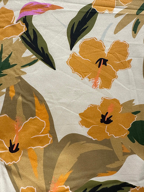 1 1/2 YD PC-Buttercream Multi Floral Print ITY Jersey Knit Fabric
