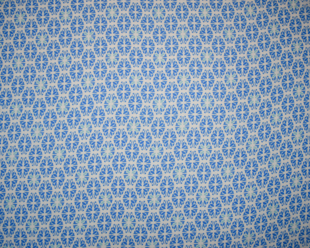 Blue-White Poly Abstract Floral Printed Chiffon Woven Fabric