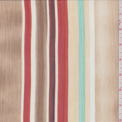 1 1/2 YD PC-Beige Multi Stripe Crinkled Chiffon Fabric