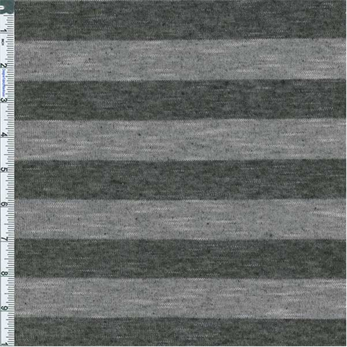 1 1/4 YD PC-Grey/Black Stripe Slub Japanese Hatchi Knit Fabric