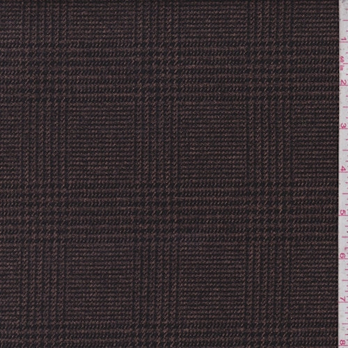 1 3/4 YD PC-Tobacco Brown/Black Glenplaid Jacketing Fabric