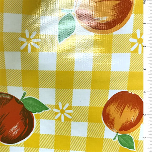 1 1/2 YD PC-Yellow Check Oilcloth Fabric - Reorderable