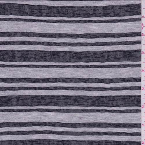 1 3/4 YD PC-Grey/Black Stripe Jersey Knit Fabric
