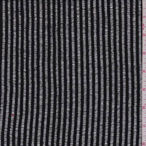 1 1/2 YD PC-Black Leno Stripe Sweater Knit Fabric