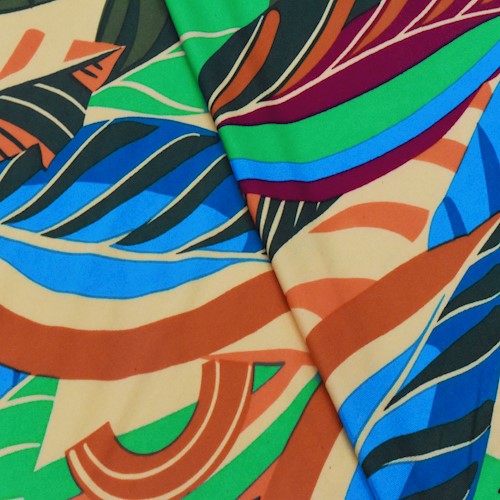 1 3/4 YD PC-Green/Multi Tropical Printed Stretch Activewear Fabric