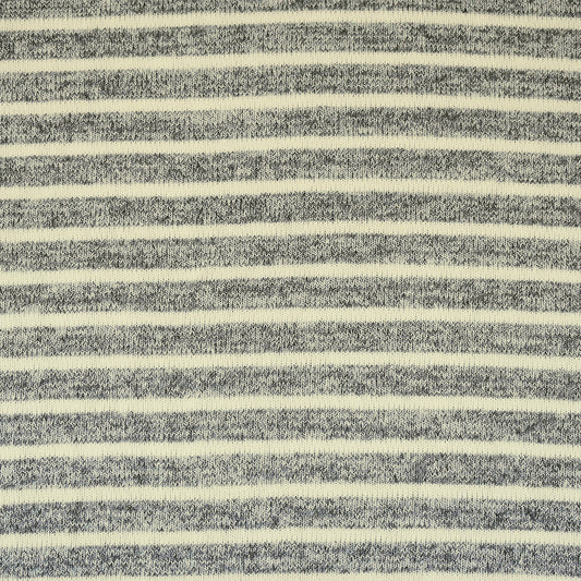 1 1/2 YD PC-Heather Gray-Ivory Cotton Polyester Brushed Back Jersey Knit Fabric