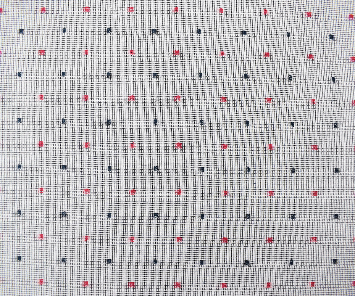 Navy-Red-White Cotton Famous Maker Grid Square Clip spot Dobby Woven Fabric