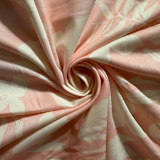 1 1/2 YD PC-Pink and Ivory Floral Print ITY Jersey Knit Fabric